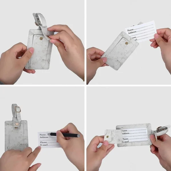 PU Leather Luggage Tag Name ID Grey